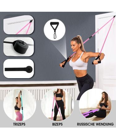 Marioota Long Fabric Fitness Straps Set - 3 Resistance Tapes with Handles & Door Anchors - Blue Pink Purple - Ideal for Home & Gym Workouts - Buy Online on GoSupps.com