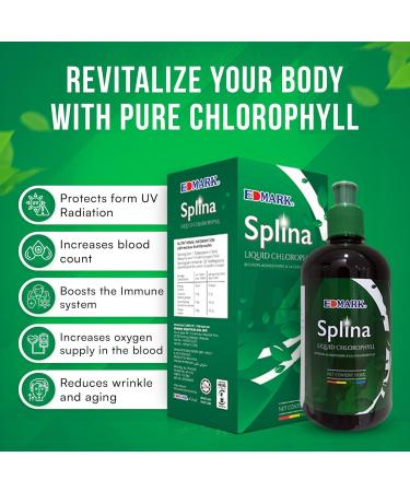 EDMARK Splina Liquid Chlorophyll 500ml - Balancing Cleansing Nourishing Rejuvenating - Green - Buy Online on GoSupps.com