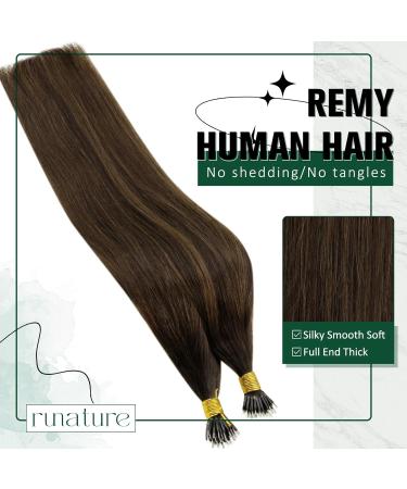 RUNATURE Nano Beads Brown Ombre Hair Extensions 14 Inch 50g - Real Human Hair - Buy Online on GoSupps.com