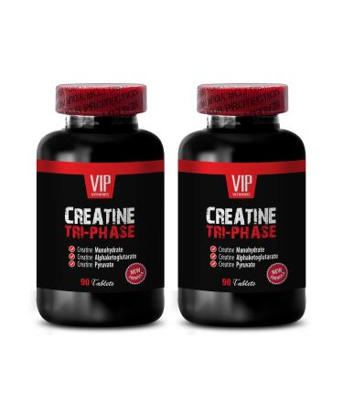 Creatine Tri-Phase - Premuim Blend of Creatine Monohydrate Creatine Alphaketoglutarate and Creatine Pyruvate creatine for Women creatine for Men Muscle gain Creatine - 2B 180 Tablets