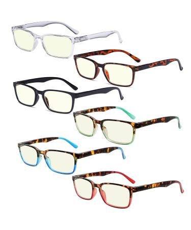 Eyekepper 6-pack Reading Glasses Blue Light Blocking for Women Men +1.25 Blue Light Blocking-b40-6 Pairs 1.25 x