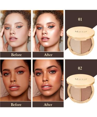 Movo 2-in-1 Highlighter Palette - Shimmer Glitter Natural & Brown Makeup Gift Set - 4 Ounce - Buy Online on GoSupps.com