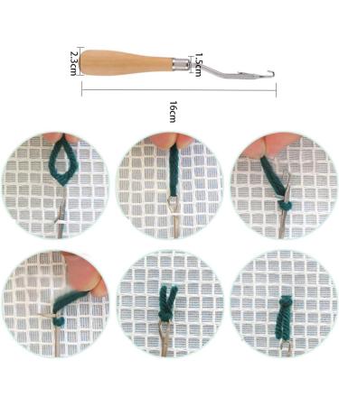 Yushen 39.4 x 59 Inch Blank Rug Hooking Mesh Canvas Kit with Wooden Latch Hook Tool - Buy Online on GoSupps.com