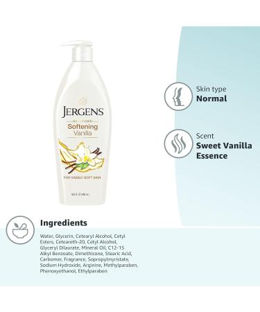 Jergens Softening Vanilla Oil-Infused Moisturizer 16.8oz | Soothing Full-Body Moisture with Sweet Vanilla Essence | International Shipping Available - Buy Online on GoSupps.com