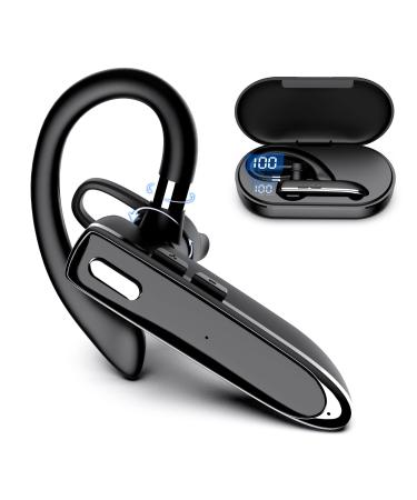 EUQQ Bluetooth Earpiece for Cellphone Bluetooth V5.1 Headset Wireless Headphone with Noise Canceling Microphone for Office Driving Hands-Free Earphones Compatible with Android/iOS (Zeus-Case)