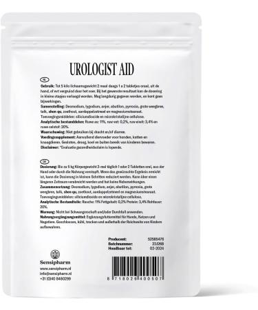 Buy Sensipharm Urologist AID - Bladder Formula for Pets | 90 Tablets for Cats Dogs Guinea Pigs & Rabbits | Kidney Stones & Bladder Infection Relief - Buy Online on GoSupps.com