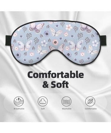 Blue Butterfly Print Sleep Eye Mask | Soft Blindfold with Elastic Strap for Travel & Night Sleeping - Buy Online on GoSupps.com