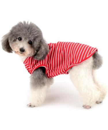 Zunea Striped Dog Shirt for Small Dogs & Cats - Soft Cotton Summer Vest Red Tank Top for Puppies & Chihuahuas Size L - Buy Online on GoSupps.com