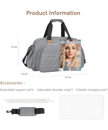 SONARIN Convertible Baby Changing Bag with Folding Crib - Waterproof Large Capacity Nappy Changing Tote Bag - Travel Diaper Bag with Changing Mat in Grey - Buy Online on GoSupps.com