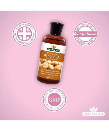 Natures Aid Almond Oil Pure Sweet Almond Oil Massage Oil Suited to Dry Sensitive Skin 150 ml (Pack of 5) - Buy Online on GoSupps.com