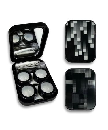 2 kits portable 4-in-1 contact lens container contact lens holder container storage set for travel and home (package contains 2 black sets)