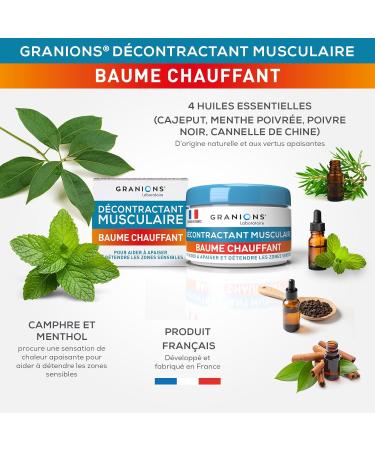 GRANIONS D contractant Musculaire - Creme Chauffante Musculaire - Articulations et Muscles - Baume D contracturant Musculaire - Vaseline Camphre Huiles Essentielles baume chauffant - Buy Online on GoSupps.com