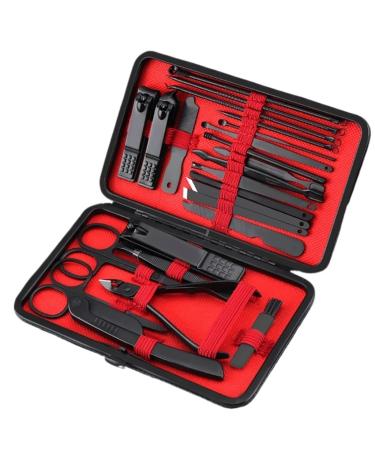 Nail Clippers Set 24pcs Black Nail Clipper Kit Finger Nail Clipper Portable Pedicure Manicure Nail Clipper Set with Holsters for Gift Nail Care kit