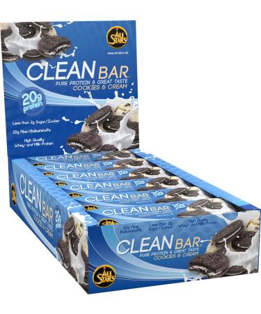 All stars Clean Bar Cookies & Cream-18 protein bars with high-quality whey protein & milk protein-fitness bar sugar arm & low-calorie-20% protein-saturating protein bar cookies cam