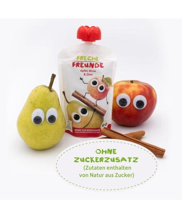 Cheeky Friends Bio Quetschie Apple Pear & Cinnamon Puree - Gluten-Free Vegan Baby Food (6x100g) | Perfect for 8+ Months - Buy Online on GoSupps.com