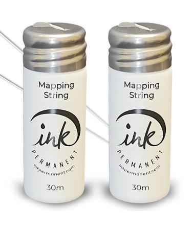 Ink Permanent White Brow Mapping String  2 X 100 Ft Bottles - 60 m  Pre-Inked Mapping String for Permanent Makeup and Microblading Supplies | Brow Mapping Kit | Mapping String for Brow Mapping