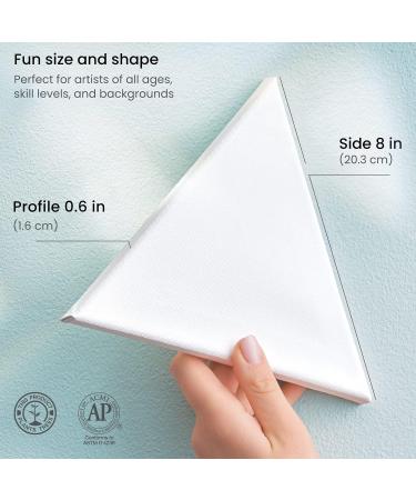 Arteza 8 Triangle Blank Canvas Pack of 12 - Pine Wood Frame, 100% Cotton Stretched, Gesso-Primed - Art Supplies for Acrylic Pouring - Bulk Painting Canvases for Adults - Buy Online on GoSupps.com