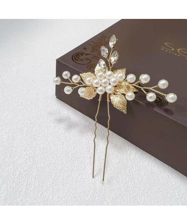 JUSTUSNX Gold Bride Wedding Headpiece Pearl Hair Pins Accessories Bridal Crystal Flower Hair Pieces for Women and Girls - Buy Online on GoSupps.com