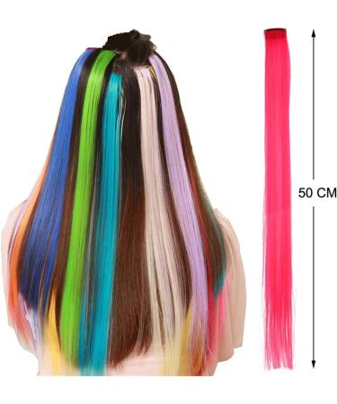 Hair Piece Alileader Synthetic Clip In One Piece Hair Extensions 50Cm Straight Long Hairpieces Women Girls Rainbow 57 Colors For Women(34) - Buy Online on GoSupps.com