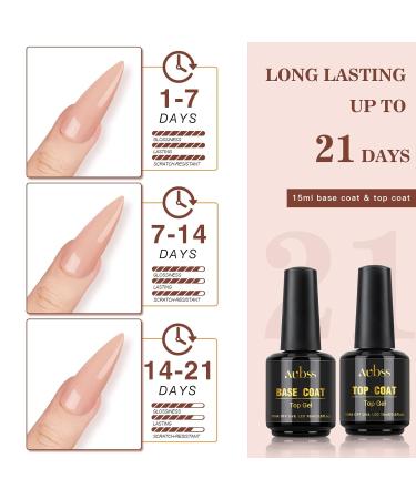Aubss Gel Nail Polish Base & No Wipe Top Coat Set - 2x15ml Glossy Shine Finish for UV LED Manicure - Perfect for Salon & DIY Home Use - Buy Online on GoSupps.com