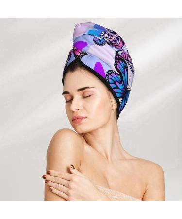 Flying Butterflies Microfiber Hair Towel - Super Absorbent Coral Velvet Wrap for Women - Quick Dry for Long Curly & Thick Hair - Buy Online on GoSupps.com