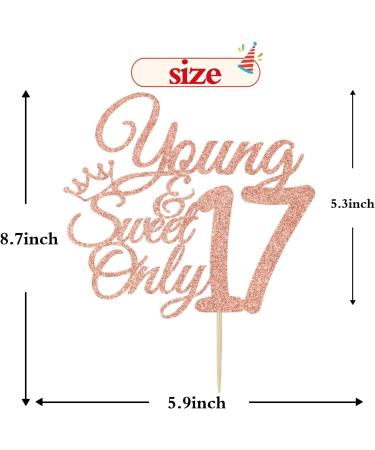 Young and Sweet Only 17 Cake Topper Dancing Queen 17 17th Birthday Cake Decor Happy 17th Birthday Party Decorations Rose Gold Glitter - Buy Online on GoSupps.com