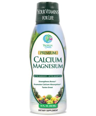 Tropical Oasis Liquid Calcium & Magnesium - Natural formula w/ support for strong bones - Liquid vitamins w/ calcium, - 16oz, 32 Serv. 16 Fl Oz (Pack of 1)