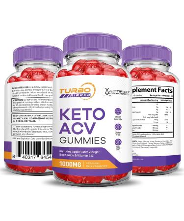 Justified Laboratories (3 Pack Turbo Ripped Keto ACV Advanced Formula 1000MG Keto Apple Cider Vinegar Formulated with Pomegranate Beet Juice Powder B12 Vegan Non GMO 180 Gummies 60 Count (Pack of 3) - Buy Online on GoSupps.com
