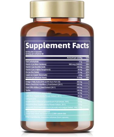 AREDS 2 Eye Vitamins and Mineral Bilberry Extract Omega-3 Eye Vitamin for Seniors Macular Health and Dry Eye Eye Vitamins Lutein and Zeaxanthin Support Eye Strain & Hydration (120 Capsules) 120 Count (Pack of 1) - Buy Online on GoSupps.com