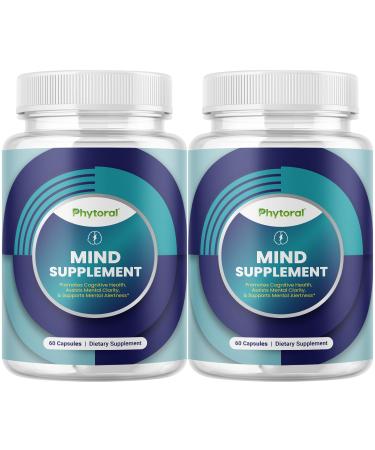 Nootropic Brain Supplement for Memory and Focus Enhancement - Vitamins for Brain, Mental Health & Clarity - Cognitive Health Complex for Mind's Vitality & Mental Alert - 60 Capsules - 2 Pack
