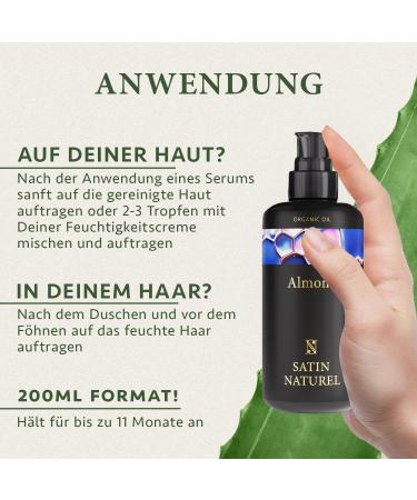 Bio Almond Oil 200ml | 100% Pure Cold-Pressed Vegan Oil for Skin Hair & Aromatherapy - Ideal for Body Care & Massage - Buy Online on GoSupps.com