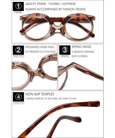 Vevesmundo Flip-Up Reading Glasses - Round Makeup Glasses with Foldable Lenses (+1.0 to +4.0) - Stylish Brown Design for Enhanced Vision - Buy Online on GoSupps.com