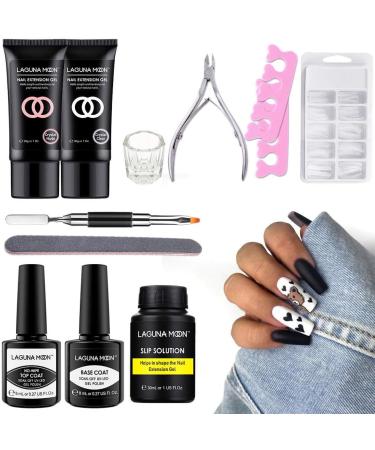 lagunamoon Poly Gel Nail Extension Kit - UV LED Gel Polish Set for Manicure - No Wipe Top Coat, Base Coat, Slip Solution - Xmas Gift - Soft Coral - Buy Online on GoSupps.com