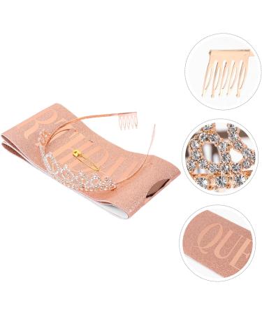 MAGICLULU 3 Sets Party Decoration Scrunchies Wedding Headpiece Bride Happy Birthday Sash Crown Party Decorative Crown Headband Gold Ceremonial Belt Alloy Material - Buy Online on GoSupps.com