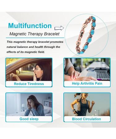 Yinox Copper Magnetic Bracelet with Large Turquoise Stone | Perfect Gift for Women - Sisters Wives & Mothers - Buy Online on GoSupps.com