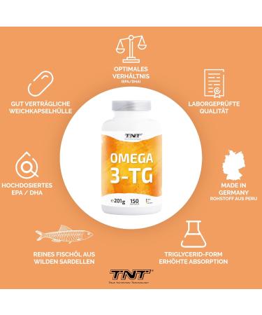 TNT Omega 3 - 150 Capsules | 2760mg Fish Oil with EPA & DHA | High Dosage & Laboratory Tested - Buy Online on GoSupps.com