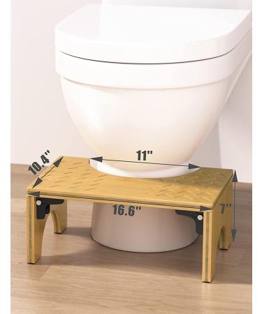 Easoger Bamboo Toilet Stool - 7'' Foldable Potty Step Stool for Squatting - 330 lbs Capacity - Buy Online on GoSupps.com