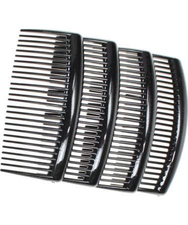 4 Pack of Large 9cm Plain French Side Hair Combs Slides Grips Clips Hair Accessories for Women Girls by Glitz4Girlz (Black) - Buy Online on GoSupps.com