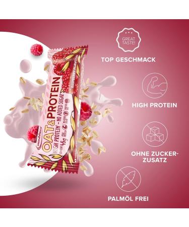 Ironmaxx OAT & Protein Bar - Raspberry (12 x 45g) | High Protein No Added Sugar | Energy & Filler Supplier | Healthy Snack - Buy Online on GoSupps.com