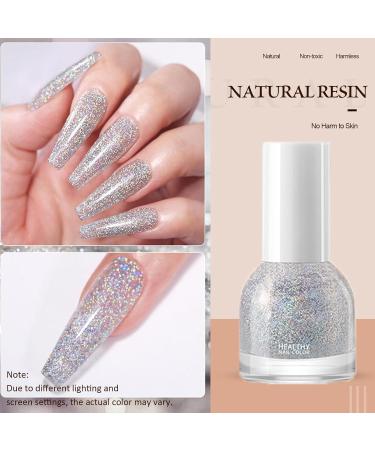 Shefave Silver Nail Polish Glitter Nail Polish - Long Lasting Glossy Easy Peel off Nail Varnish No Need Cure Nails Gel Non Toxic Nail Polishes - DIY Nail Art Manicure at Home Salon 10ml #J12 - Buy Online on GoSupps.com