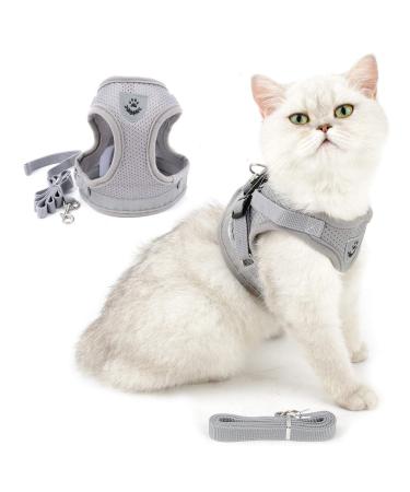 Ranphy cat dishes with leash breakpuff -proof reflective padding chest harness puppy puppy dishes step in soft network fabric dishes for small cat adult cats gray xl xl (chest size: 52 cm) gray