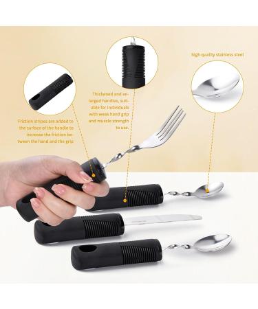 Adaptive Weighted Silverware for Hand Tremors, Parkinson's Patients & Arthritic Hands - Black Bendable Utensils for Adults - Buy Online on GoSupps.com