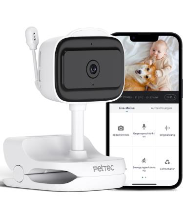 Pettec cam feel sensor - surveillance camera inside for pets & babies with app HD+ - pet camera dog camera with movement & noise recognition - baby monitor with camera & night vision function sensor cam baby & animal