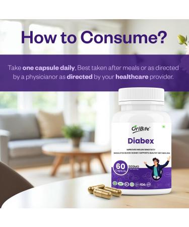 ORIBITE Diabex Herbal Wellness & Metabolism Support Supplement Natural Blend with Gymnema Bitter Melon & Fenugreek Helps Maintain Energy Balance & Vitality 60 Capsules Non-GMO (2) - Buy Online on GoSupps.com