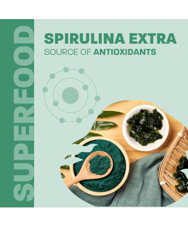 Certified Organic Fresh Spirulina Extra Powder 300g - Improved with Bioavailable Chlorophyll Added - Mint flavoured - Clean Source - 3rd party tested - Measuring Spoon Inside - Made in Canada - Buy Online on GoSupps.com