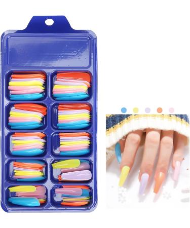 Colorful Nail Tip Pure Color Full Cover Nail Tip Home Salon Stylish Colorful False ABS Material Fake Nail Manicure Tool Easy to Cut(05) - Buy Online on GoSupps.com