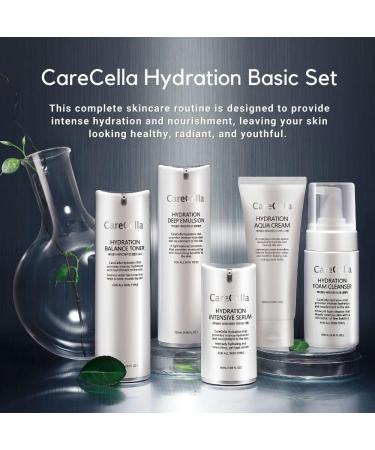 CareCella Hydration Basic Set | Intense Hydration for All Skin Types | B-Corp Certified & Dermatologist Tested Cleanser Toner Serum Emulsion & Cream - Buy Online on GoSupps.com