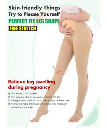 MGANG Compression Maternity Pantyhose - Opaque Pregnancy Tights 20-30 mmHg Support for Swelling & Varicose Veins Open Toe Circulation Stockings for Women Beige XXL - Buy Online on GoSupps.com