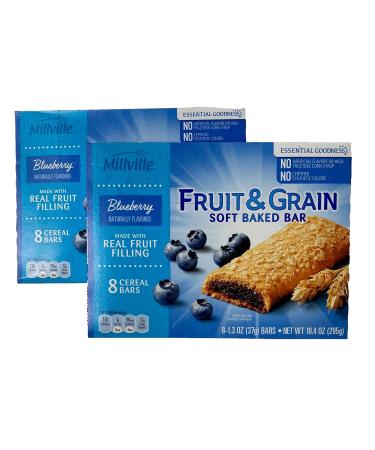 Millville Fruit & Grain Soft Baked Bar Naturally Flavored Real Fruit Filling: Blueberry - 2 Pck (16 Bars)