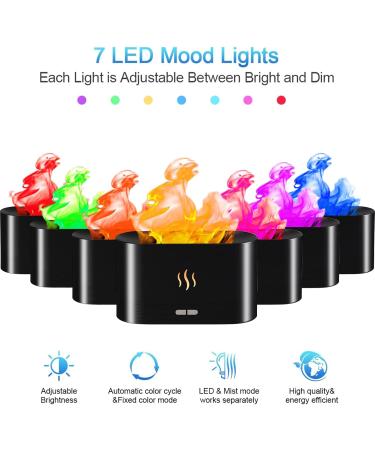 Dasiautoem Flame Aroma Diffuser - 7 Flames Effect Essential Oil Humidifier for Home Office & Bedroom - Aromatherapy LED Accent - Buy Online on GoSupps.com